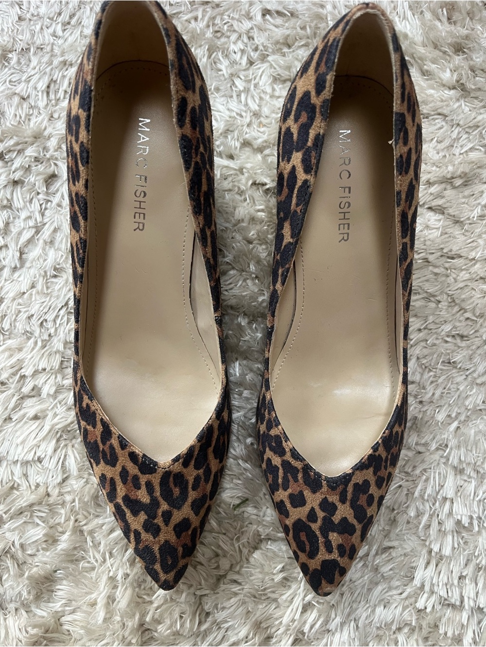 Marc Fisher Leopard-Print Pointed Toe Pumps - Tan/Black